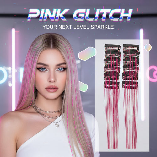 ✨ Clip-In Tinsel Hair Extensions – 12-Piece Set for Instant Sparkle