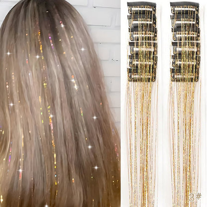 ✨ Clip-In Tinsel Hair Extensions – 12-Piece Set for Instant Sparkle