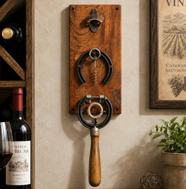 Wall Mounted Horseshoe Bottle Opener