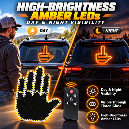 🖕 Wireless Car LED Gesture Light – Express Yourself on the Road Instantly!