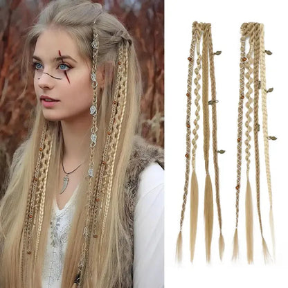🌿 Boho Beaded Clip-In Braids – Effortless Style for Festivals & Everyday Looks