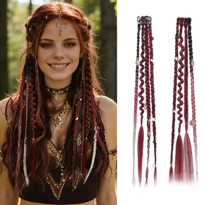 🌿 Boho Beaded Clip-In Braids – Effortless Style for Festivals & Everyday Looks