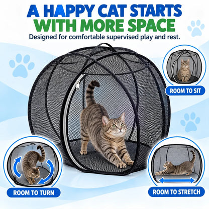 🐈 Pop-Up Mesh Cat Playpen – Roomy 32-Inch Indoor & Outdoor Enclosure