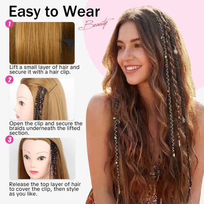 🌿 Boho Beaded Clip-In Braids – Effortless Style for Festivals & Everyday Looks