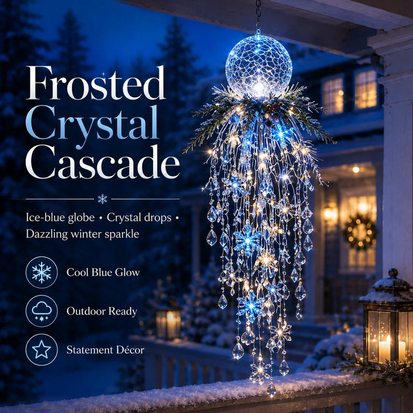 Crystal Cascade Christmas Light-Hanging LED Porch Decoration: Snowflake & Crystals✨❄️