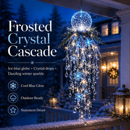 Crystal Cascade Christmas Light-Hanging LED Porch Decoration: Snowflake & Crystals✨❄️