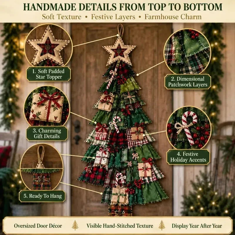 🎄 DIY patchwork Christmas tree door hanger | Rustic Christmas decoration