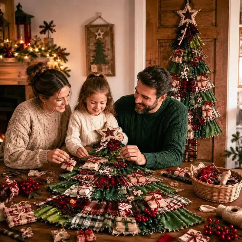 🎄 DIY patchwork Christmas tree door hanger | Rustic Christmas decoration