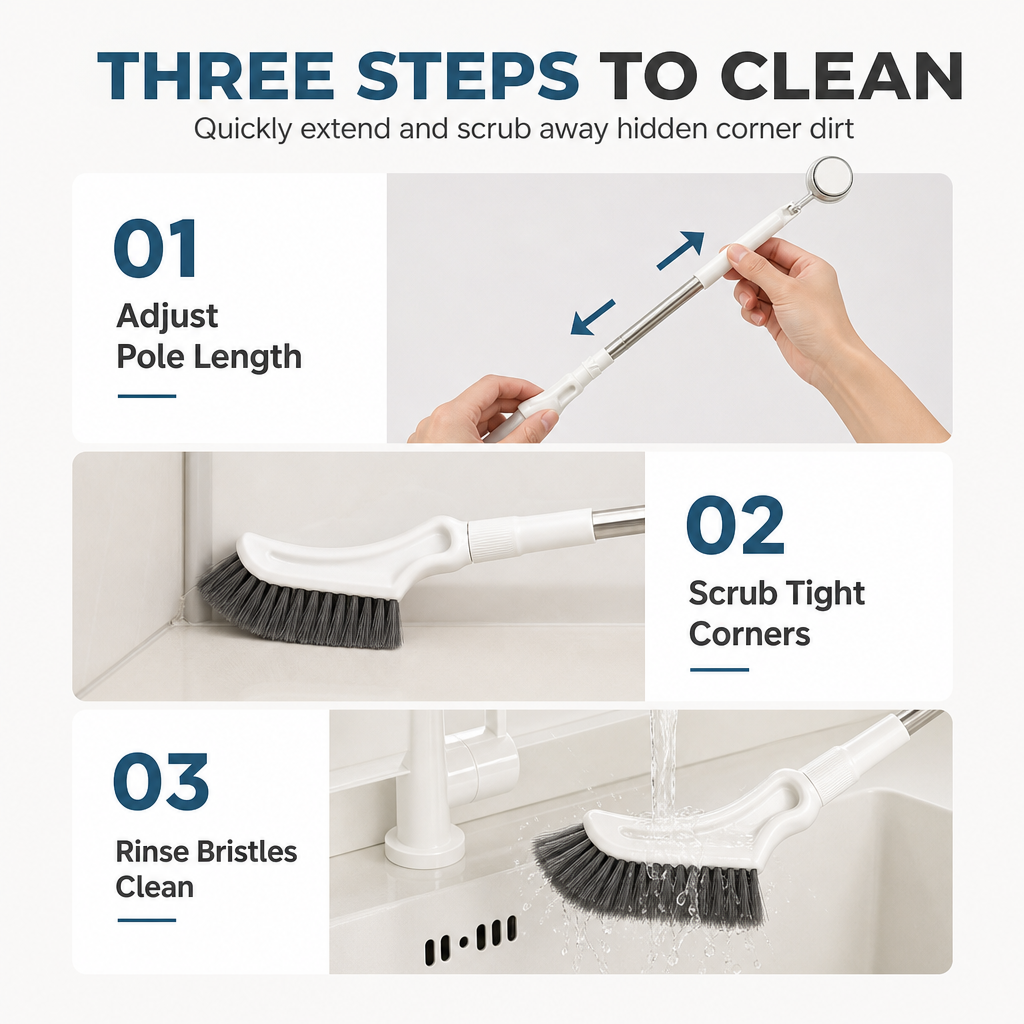 Multifunctional Extendable Long-Handle Floor Brush