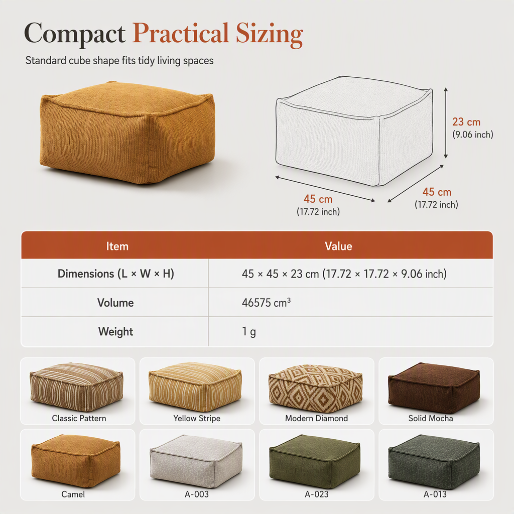 🛋️50% OFF NOW! Boho Storage Ottoman Pouf Cover – Empty Pouf Slipcover, Fill with Clothes & Blankets, Washable Fabric Foot Stool Cover Holds Up to 220lbs for Living Room