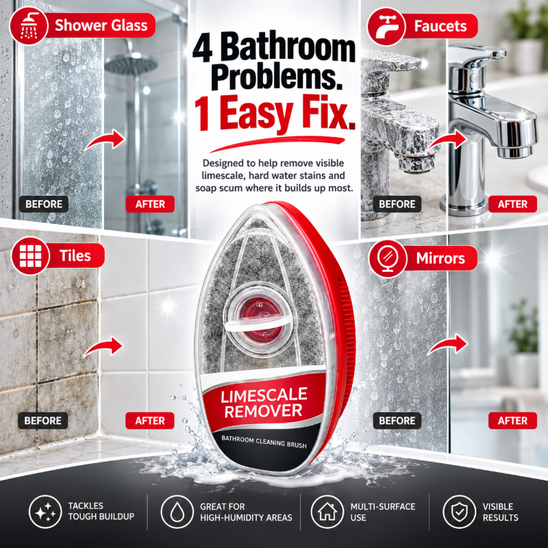 🧽 ScrubEase 2-in-1 Bathroom Cleaning Brush | Refillable Scrubber with Built-In Cleaner Dispenser